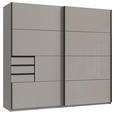 SCHWEBETÜRENSCHRANK  in Graphitfarben, Grau, Sahara  - Schwarz/Graphitfarben, Design, Glas/Holzwerkstoff (225/208/64cm) - Carryhome