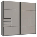 SCHWEBETÜRENSCHRANK  in Graphitfarben, Grau, Sahara  - Schwarz/Graphitfarben, Design, Glas/Holzwerkstoff (225/208/64cm) - Carryhome