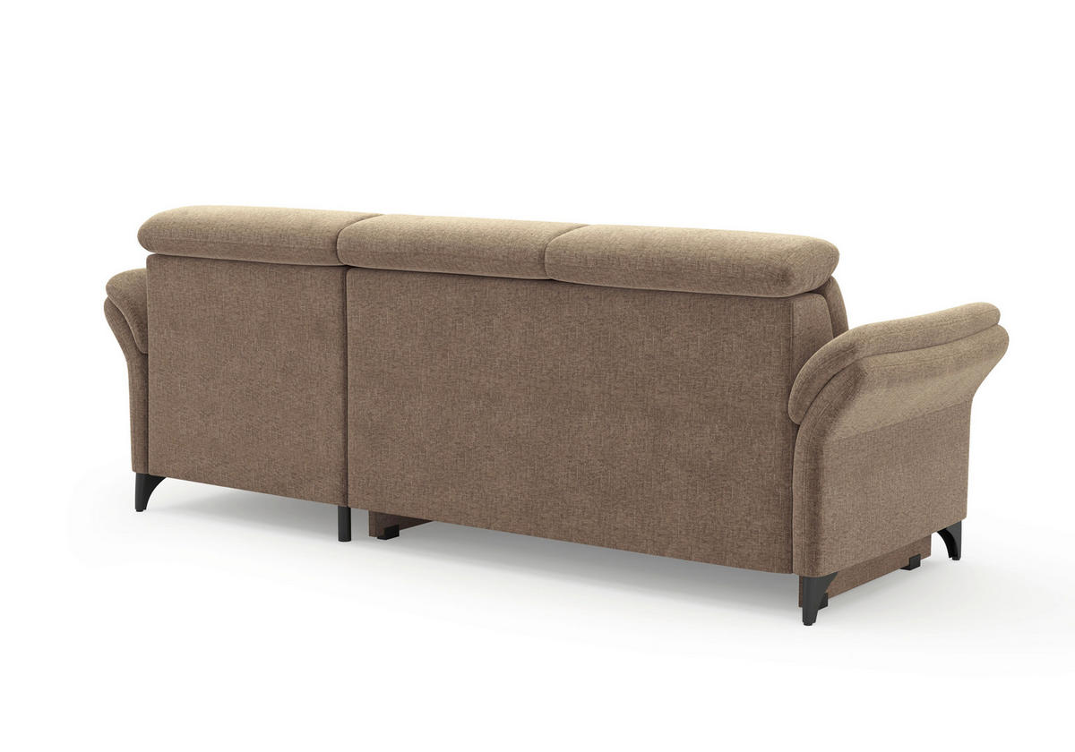 ECKSOFA Flachgewebe Hellbraun  - Hellbraun/Schwarz, Konventionell, Textil/Metall (253/166cm) - Sit & More