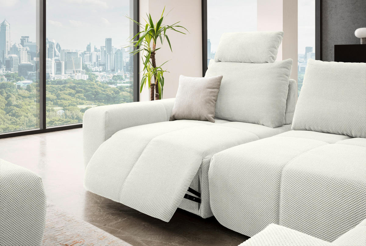 CANAPÉ D'ANGLE in Velours Creme  - Creme/Schwarz, Design, Kunststoff/Textil (326/236cm) - Xora