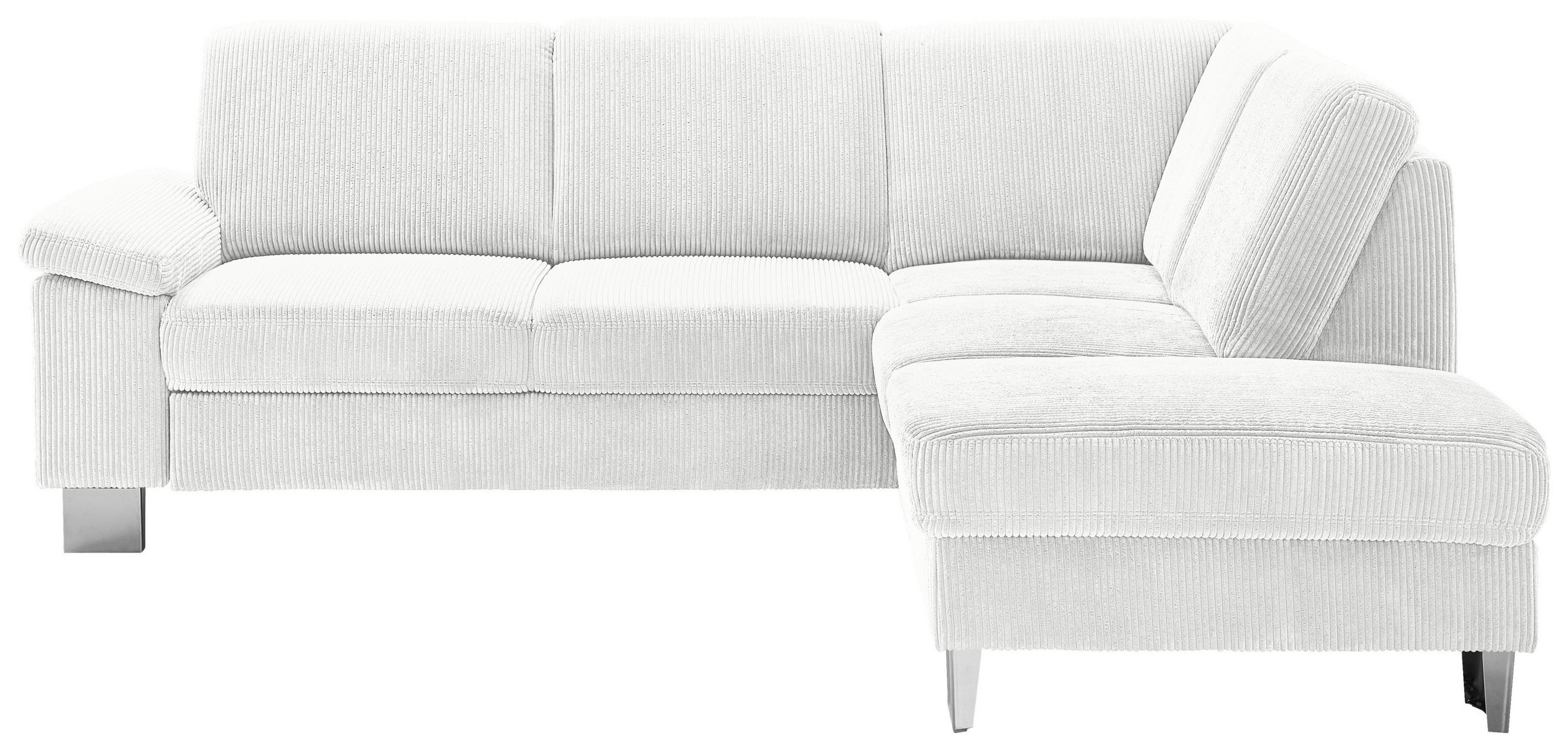 ECKSOFA in Cord Creme  - Edelstahlfarben/Creme, Konventionell, Textil/Metall (248/200cm) - Beldomo System