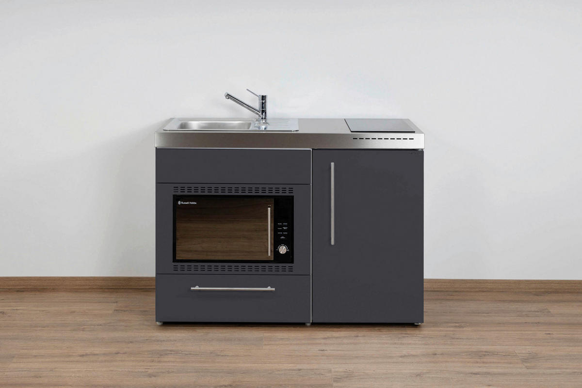 MINIKÜCHE  120/89/60 cm  in Schieferfarben  - Schieferfarben/Edelstahlfarben, Basics, Metall (120/89/60cm)