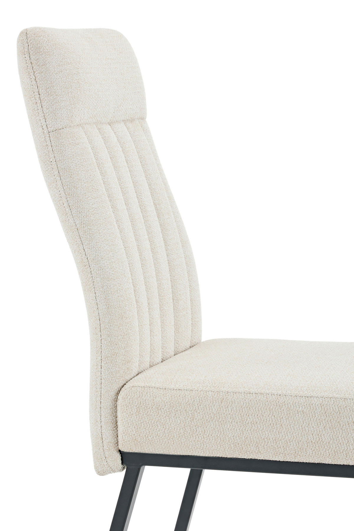 STUHL-SET 4 Stück  in Stahl Chenille  - Beige/Schwarz, MODERN, Textil/Metall (44/95/63,5cm) - MID.YOU