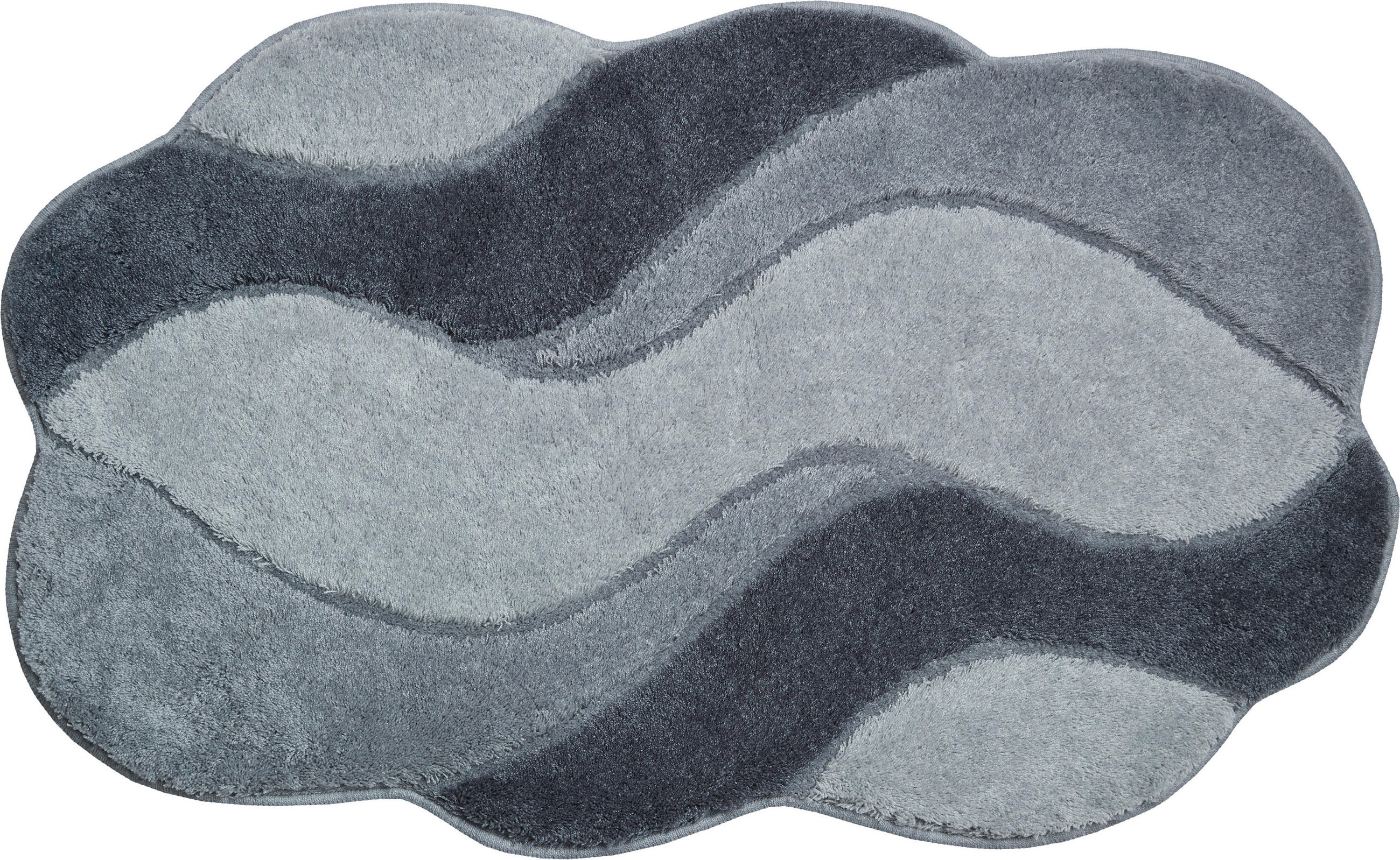 BADTEPPICH Grau, Schwarz 80/140 cm  - Schwarz/Grau, Basics, Kunststoff/Textil (80/140cm) - Grund