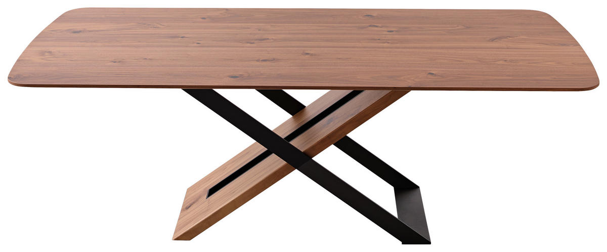 ESSTISCH Nussbaum furniert oval Schwarz, Nussbaumfarben  - Nussbaumfarben/Schwarz, Design, Holz/Metall (220/100/76cm) - Koinor