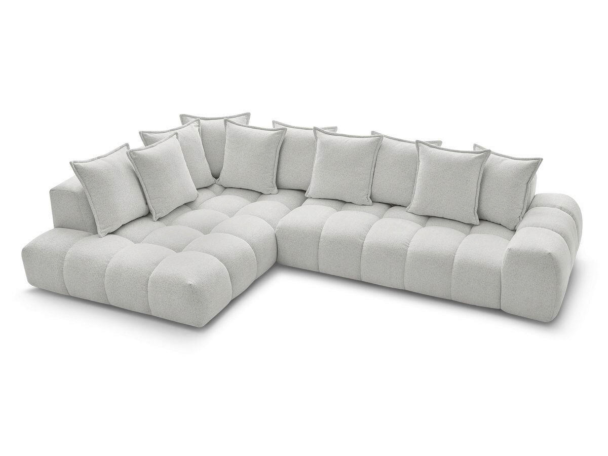 ECKSOFA Ottomane links  EVEREST Hellgrau Flachgewebe  - Hellgrau/Schwarz, MODERN, Kunststoff/Textil (210/352cm)