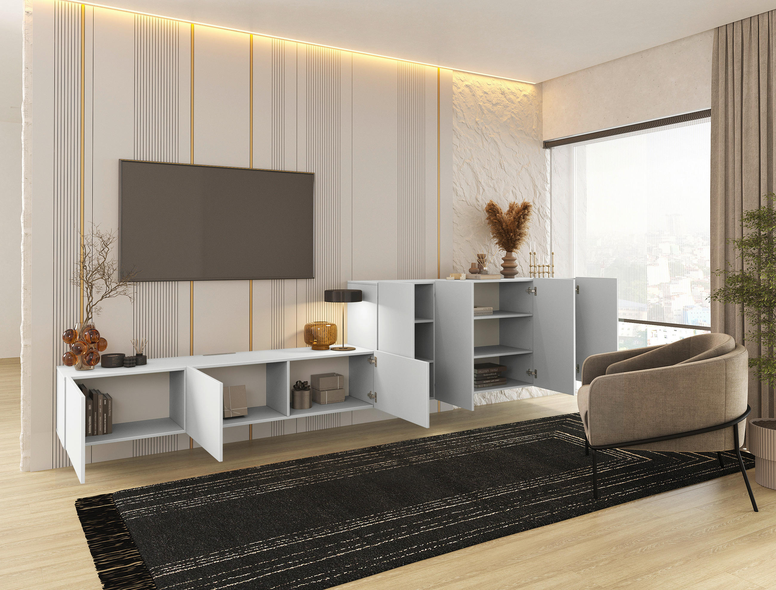SIDEBOARD  in 180/80/42 cm  - Weiß, MODERN, Holzwerkstoff (180/80/42cm) - Hom`in