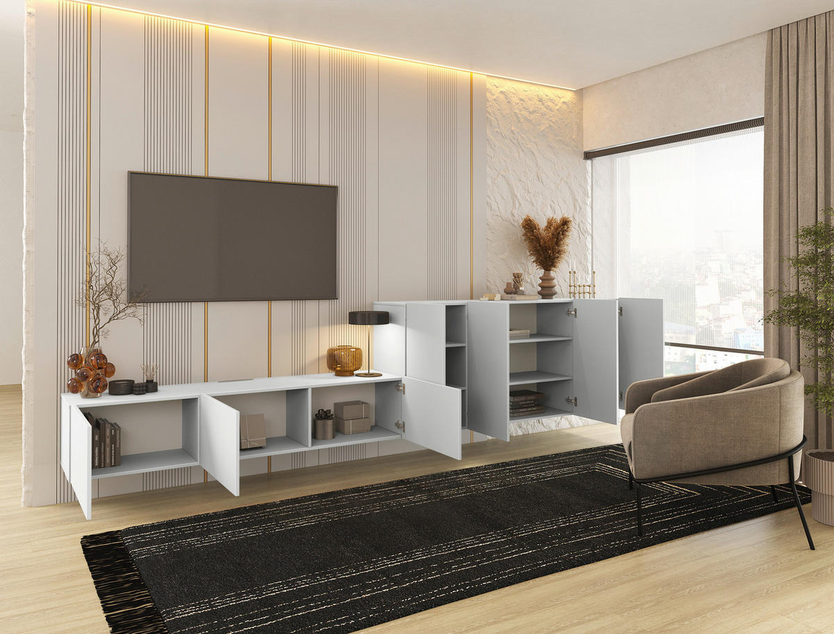SIDEBOARD  in 180/80/42 cm  - Weiß, MODERN, Holzwerkstoff (180/80/42cm) - Hom`in
