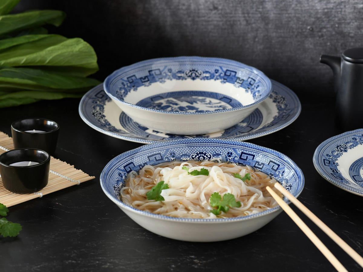 SERVIS China Town 18 delar  - vit/blå, Basics, keramik (31/30/32cm) - Creatable