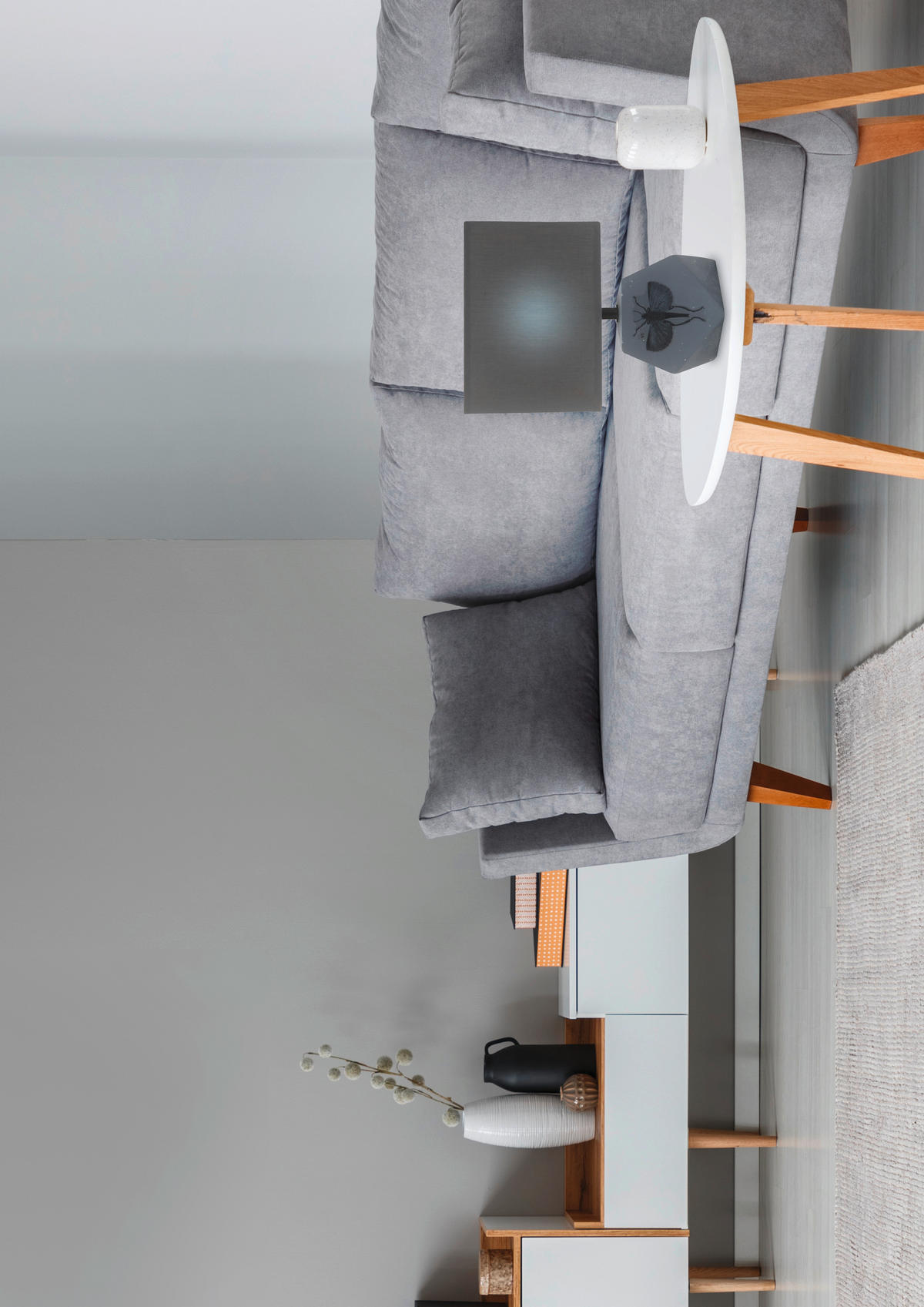 BORDSLAMPA 12/19/27 cm   - grå, Basics, textil/sten (12/19/27cm)