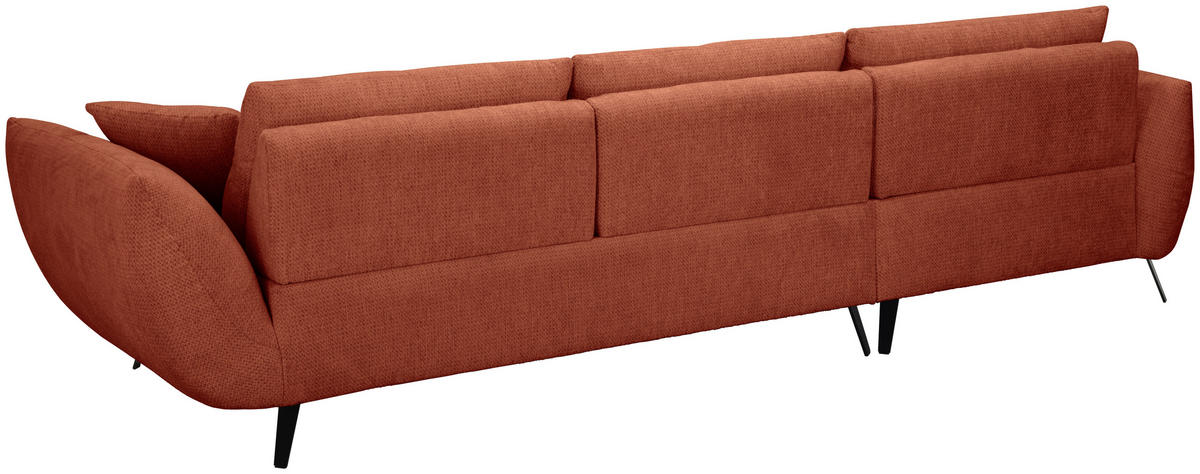 ECKSOFA Rostfarben Chenille Armlehnenkissen, Rücken echt, Sitztiefenverstellung  - Rostfarben/Schwarz, KONVENTIONELL, Textil/Metall (313/215cm) - Hom`in