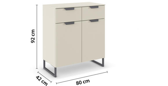 KOMMODE in 80/81/42 cm - Champagner/Dunkelgrau, Design, Holzwerkstoff/Metall (80/81/42cm) - Carryhome