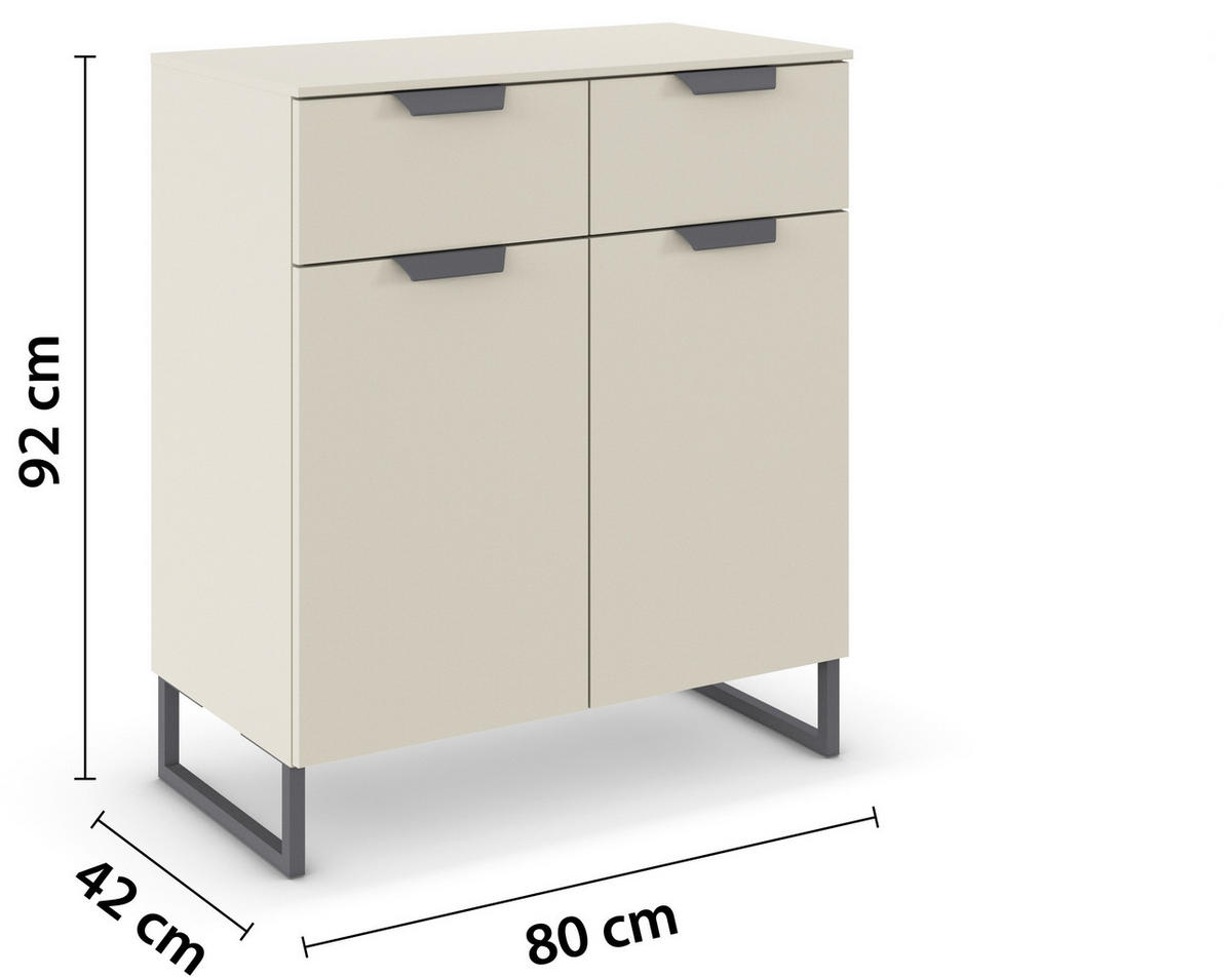 KOMMODE  in 80/81/42 cm  - Champagner/Dunkelgrau, Design, Holzwerkstoff/Metall (80/81/42cm) - Carryhome