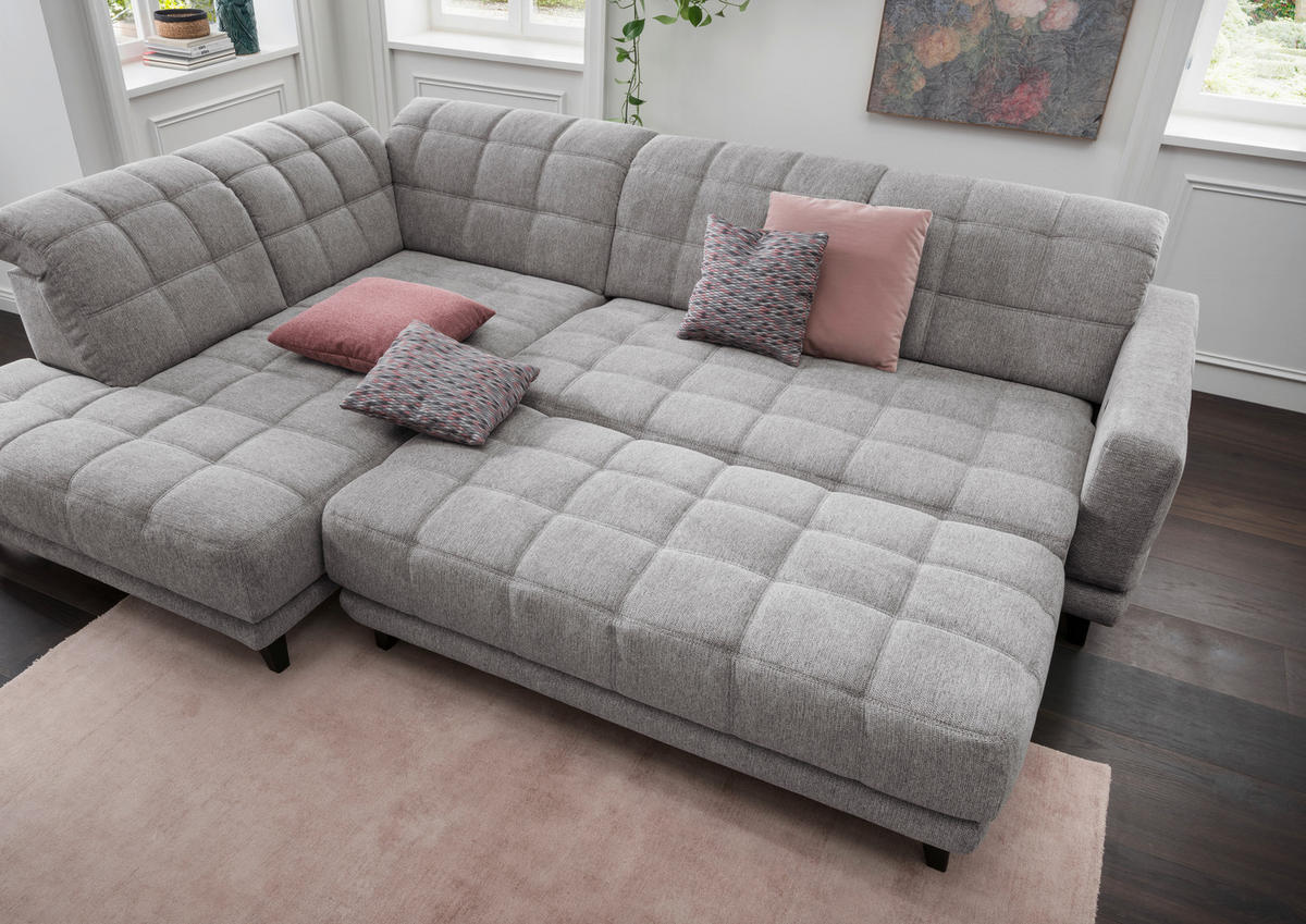 ECKSOFA Grau Webstoff  - Schwarz/Grau, Design, Holz/Textil (216/302cm) - Xora