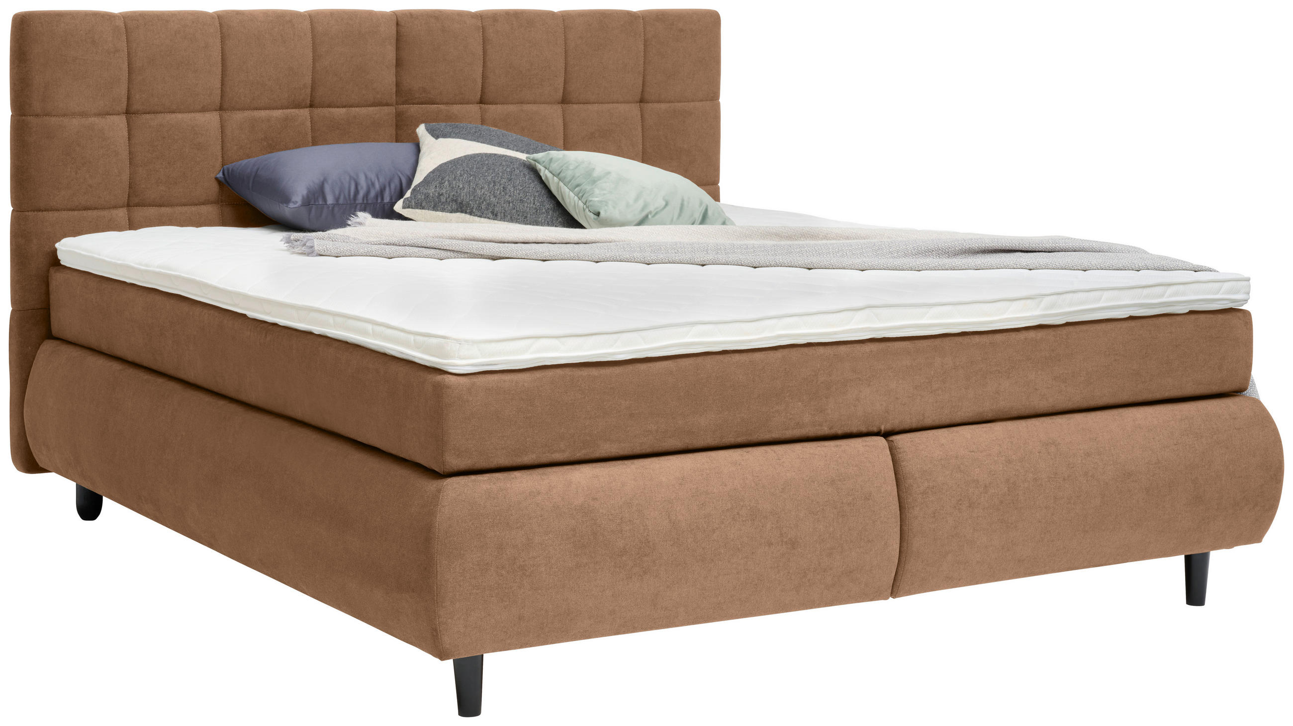 BOXSPRINGBETT 180/200 cm  in Beige  - Beige/Schwarz, KONVENTIONELL, Holz/Textil (180/200cm) - Ti'me