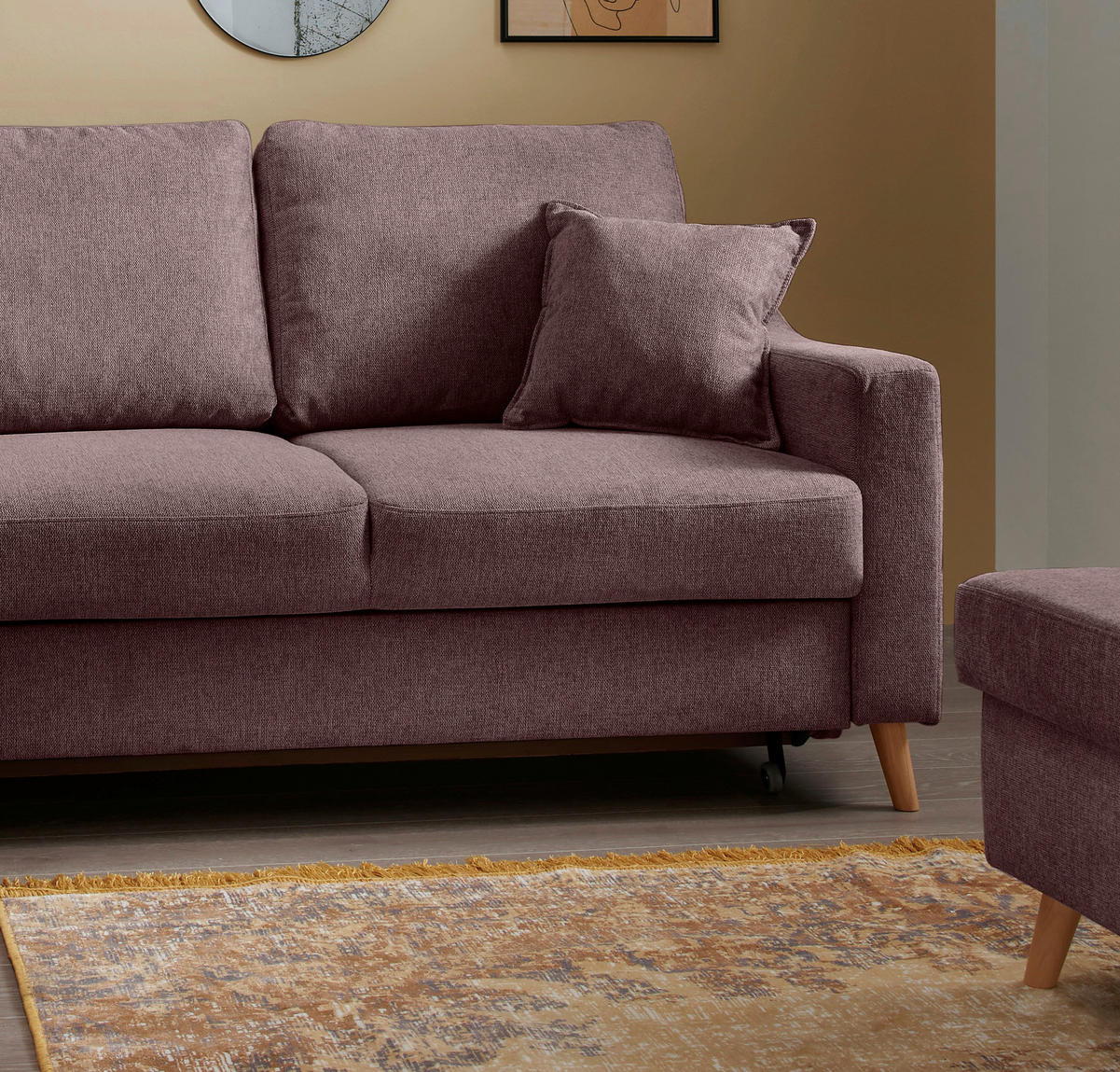 ECKSOFA in Struktur Bordeaux  - Bordeaux/Naturfarben, Konventionell, Holz/Textil (200/230cm) - P & B
