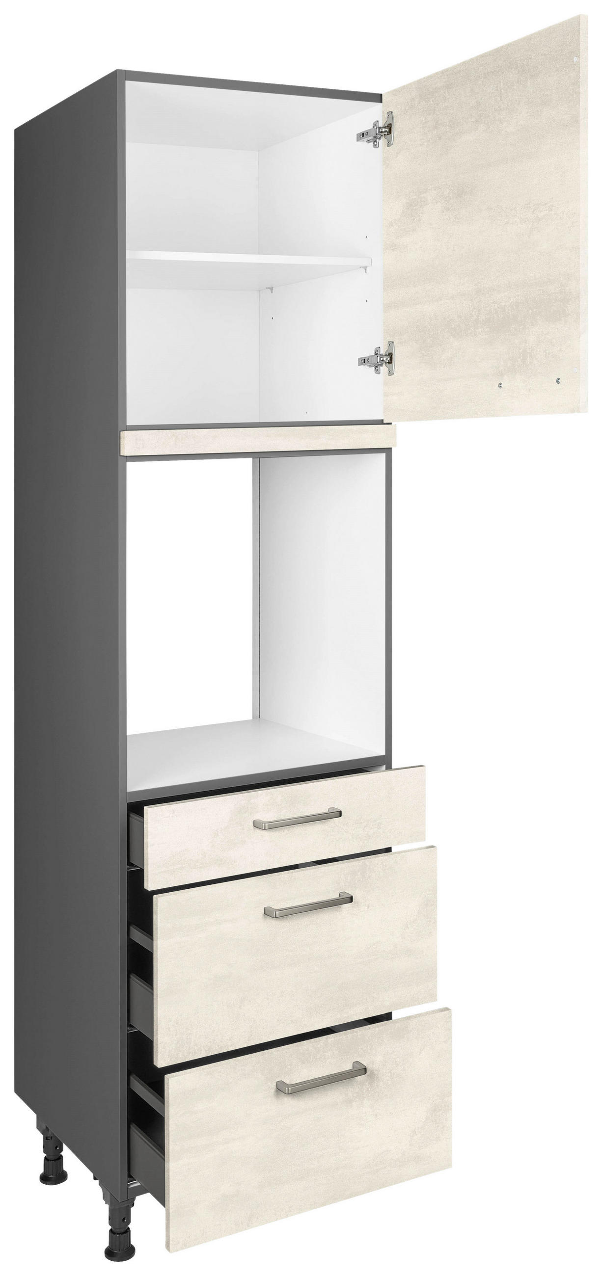GERÄTEUMBAUSCHRANK 60/216,6/58 cm  in Weiß  - Schieferfarben/Edelstahlfarben, MODERN, Holzwerkstoff/Metall (60/216,6/58cm) - Nobilia