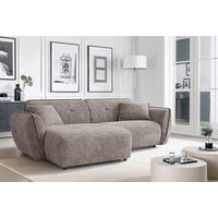 ECKSOFA Nelia Braun Chenille  - Schwarz/Braun, Design, Kunststoff/Textil (155/252cm) - P & B