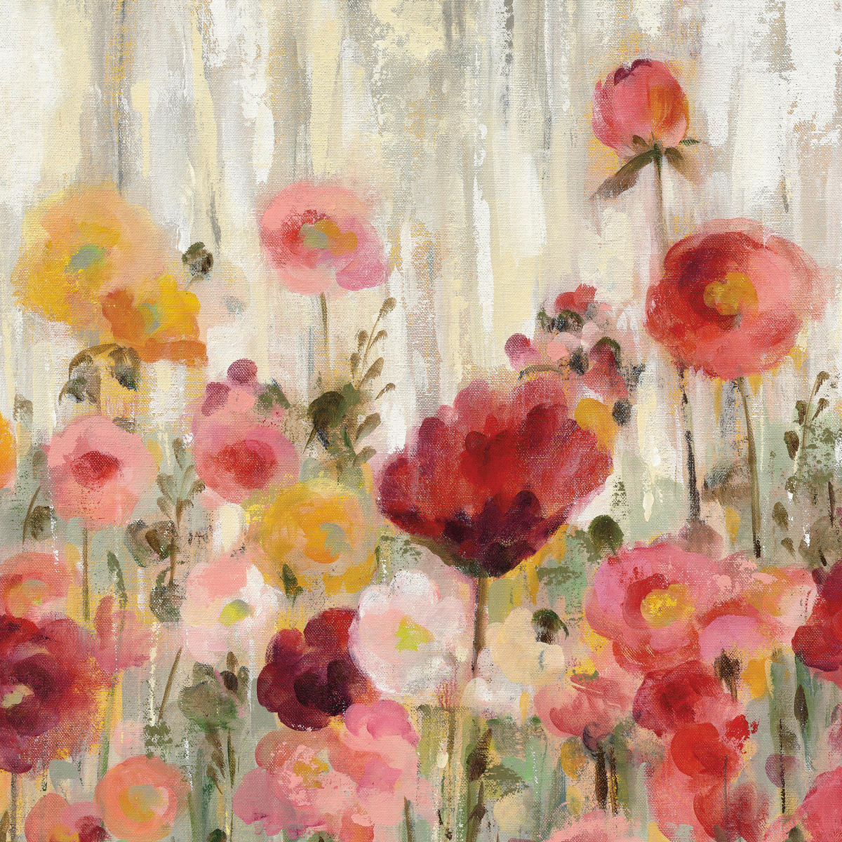 KEILRAHMENBILD Blumen 55/55 cm  - Multicolor, Natur, Holz/Papier (55/55cm)