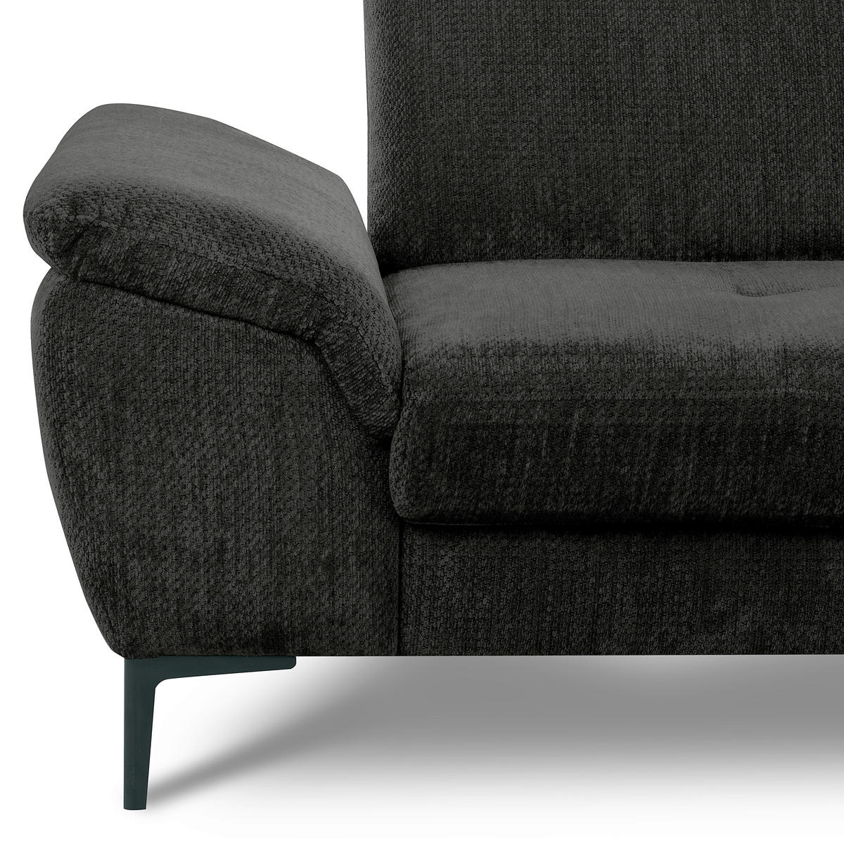 ECKSOFA  Webstoff Schwarz  - Schwarz, Design, Textil/Metall (268/195cm) - Livetastic
