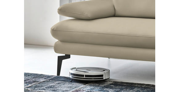 3-SITZER-SOFA in Leder Creme, Naturfarben - Creme/Schwarz, Design, Leder/Metall (222/86/104cm) - Dieter Knoll