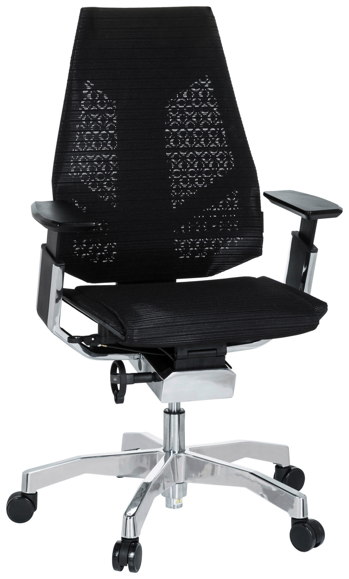 DREHSTUHL Netzbespannung Schwarz, Alufarben  - Schwarz/Alufarben, MODERN, Kunststoff/Textil (57/107/46cm) - MID.YOU