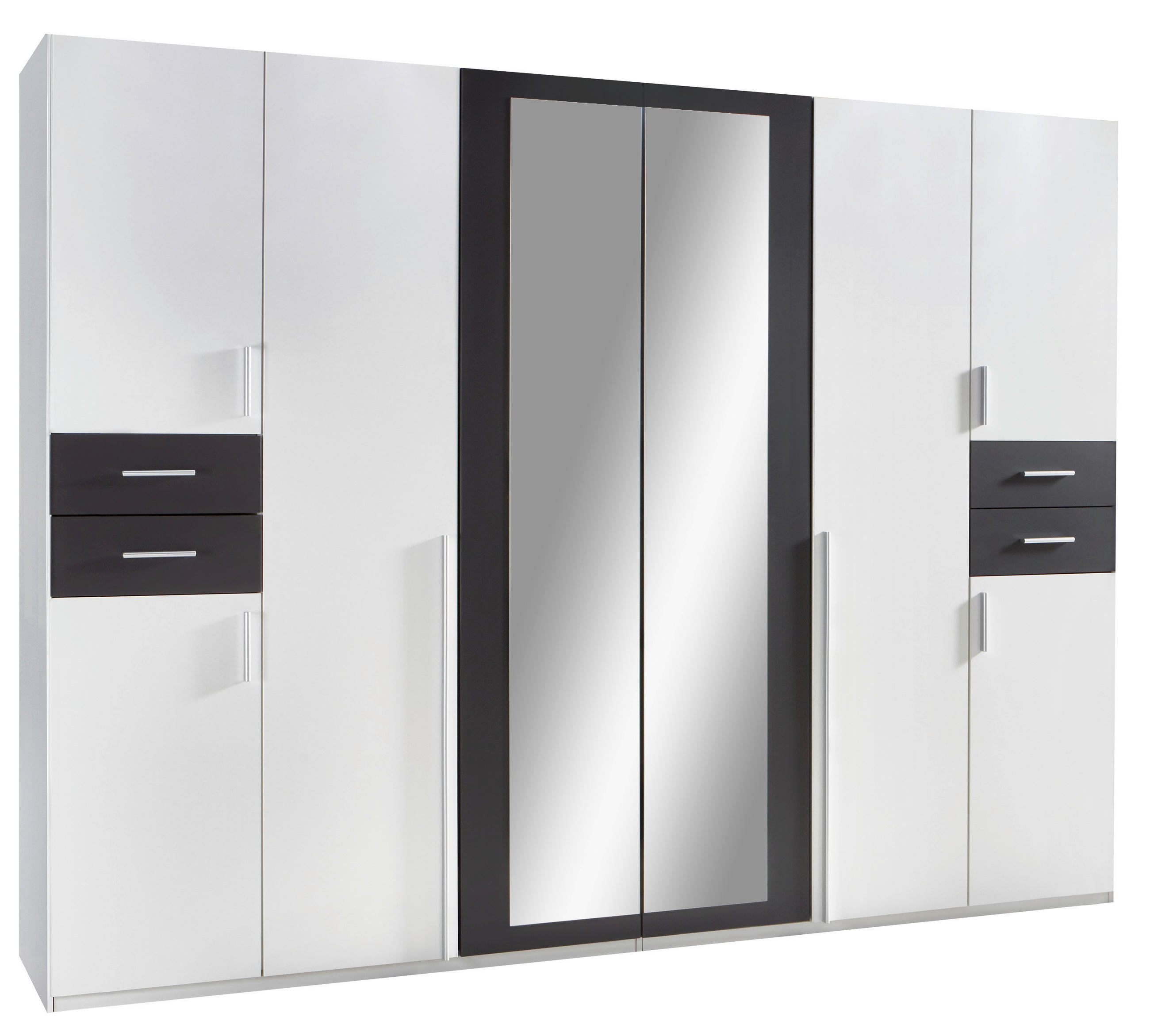 Drehtürenschrank Mit Spiegel + Laden B: 270 cm Vegas, Weiß