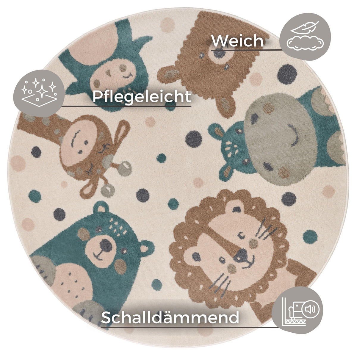 KINDERTEPPICH 100 cm Adventures  - Beige/Multicolor, Design, Kunststoff/Textil (100cm)