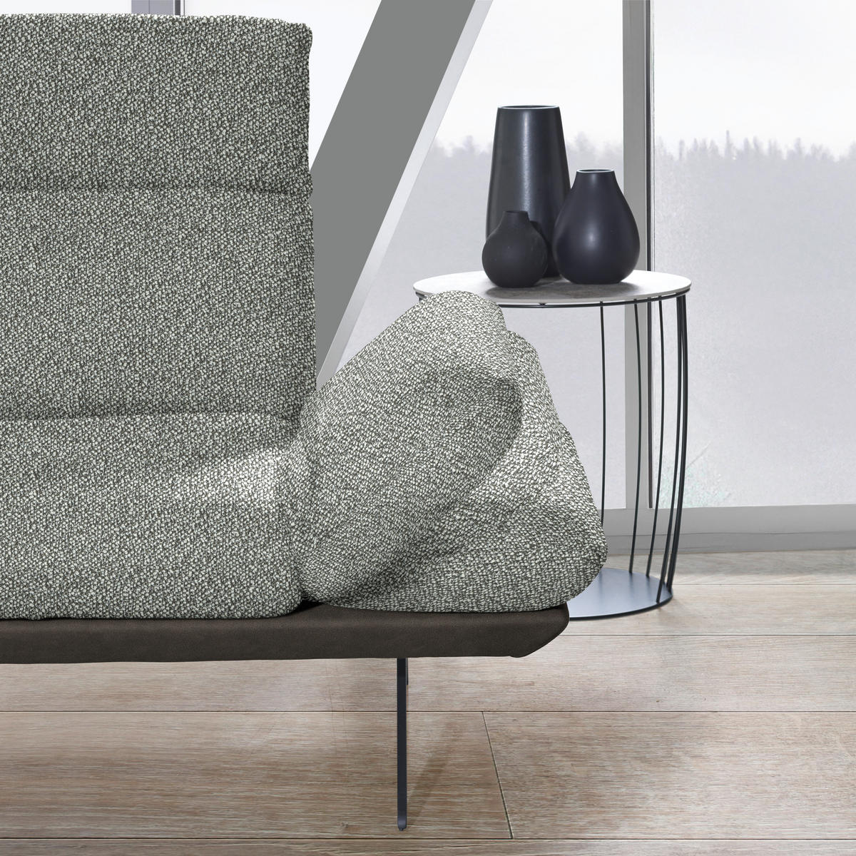ECKSOFA in Flachgewebe Grau  270/239 cm  - Dunkelgrau/Schwarz, Design, Textil/Metall (270/239cm) - Koinor