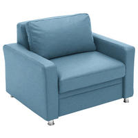 SCHLAFSESSEL Chenille Blau  - Blau/Alufarben, Konventionell, Textil/Metall (106/90/100cm) - Beldomo Style