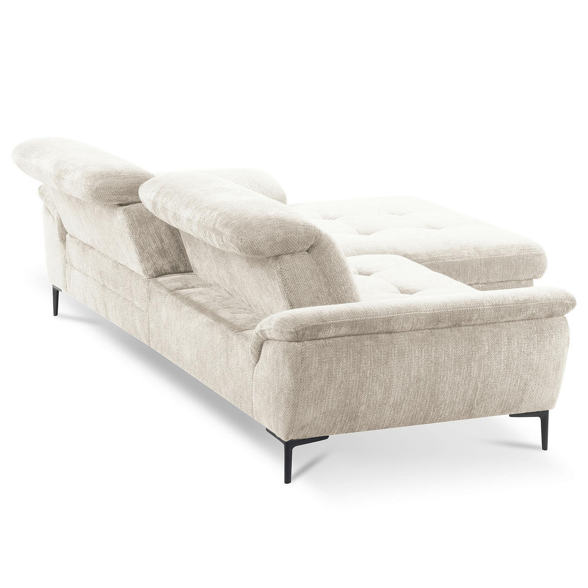 ECKSOFA   - Weiss/Schwarz, Design, Textil/Metall (268/195cm) - Livetastic