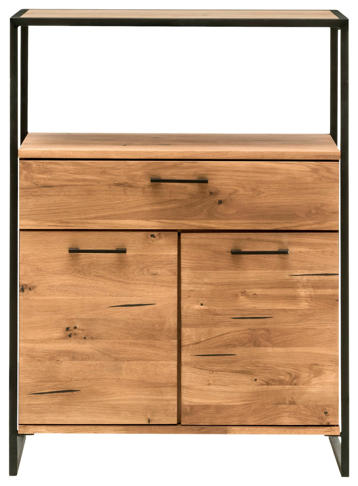KOMMODE  in 80/108/39 cm  - Eichefarben/Schwarz, Design, Holz/Metall (80/108/39cm) - Linea Natura