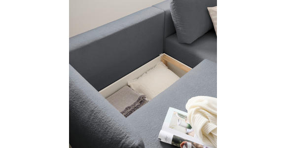 ECKSOFA Hellgrau Jersey Rückenkissen, Bettkasten, Schlaffunktion, Rücken echt, Liegefläche im Originalstoff  - Hellgrau/Schwarz, KONVENTIONELL, Kunststoff/Textil (238/148cm) - Carryhome
