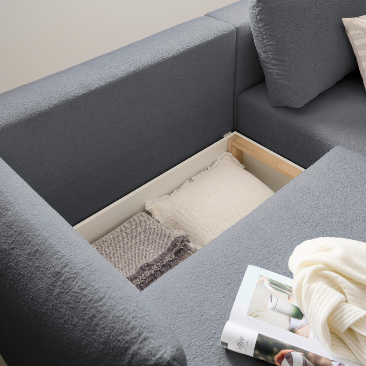 ECKSOFA Hellgrau Jersey  - Hellgrau/Schwarz, KONVENTIONELL, Kunststoff/Textil (238/148cm) - Carryhome