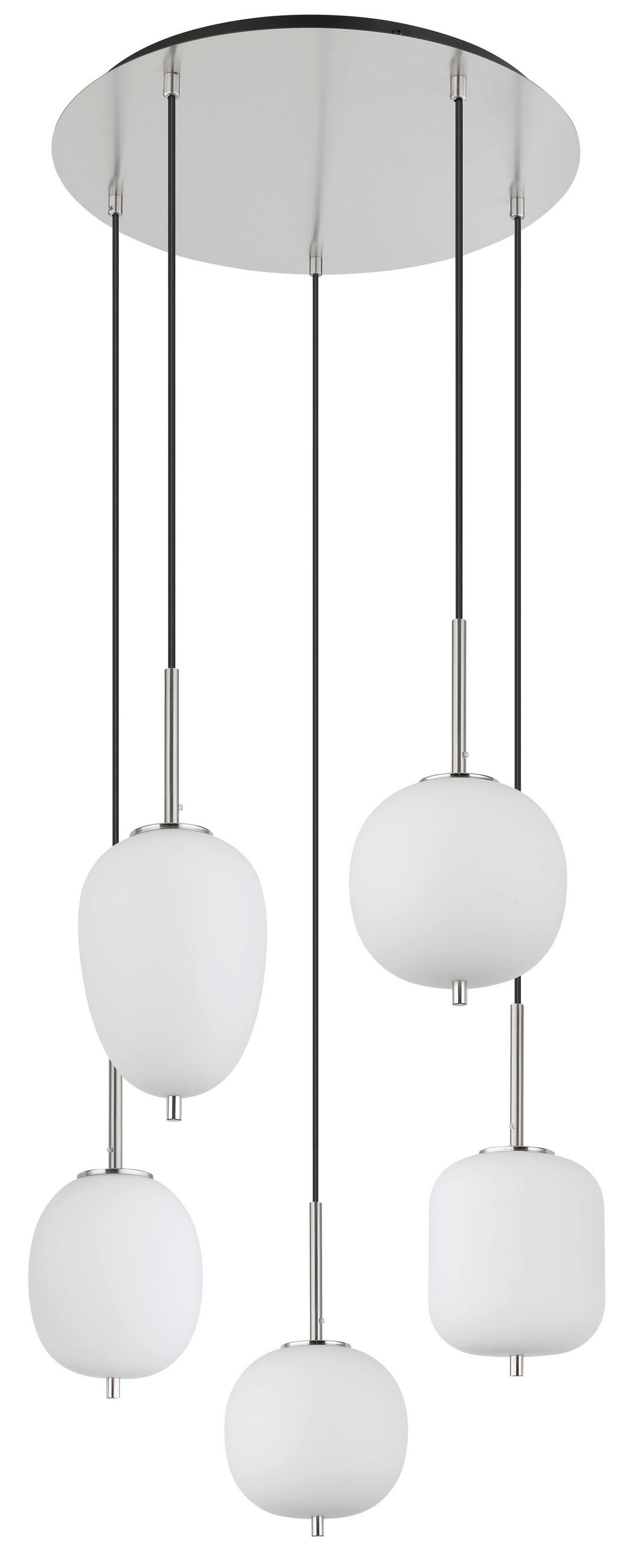 HÄNGELEUCHTE 57,5/150 cm    - Opal/Nickelfarben, Basics, Glas/Metall (57,5/150cm) - Globo