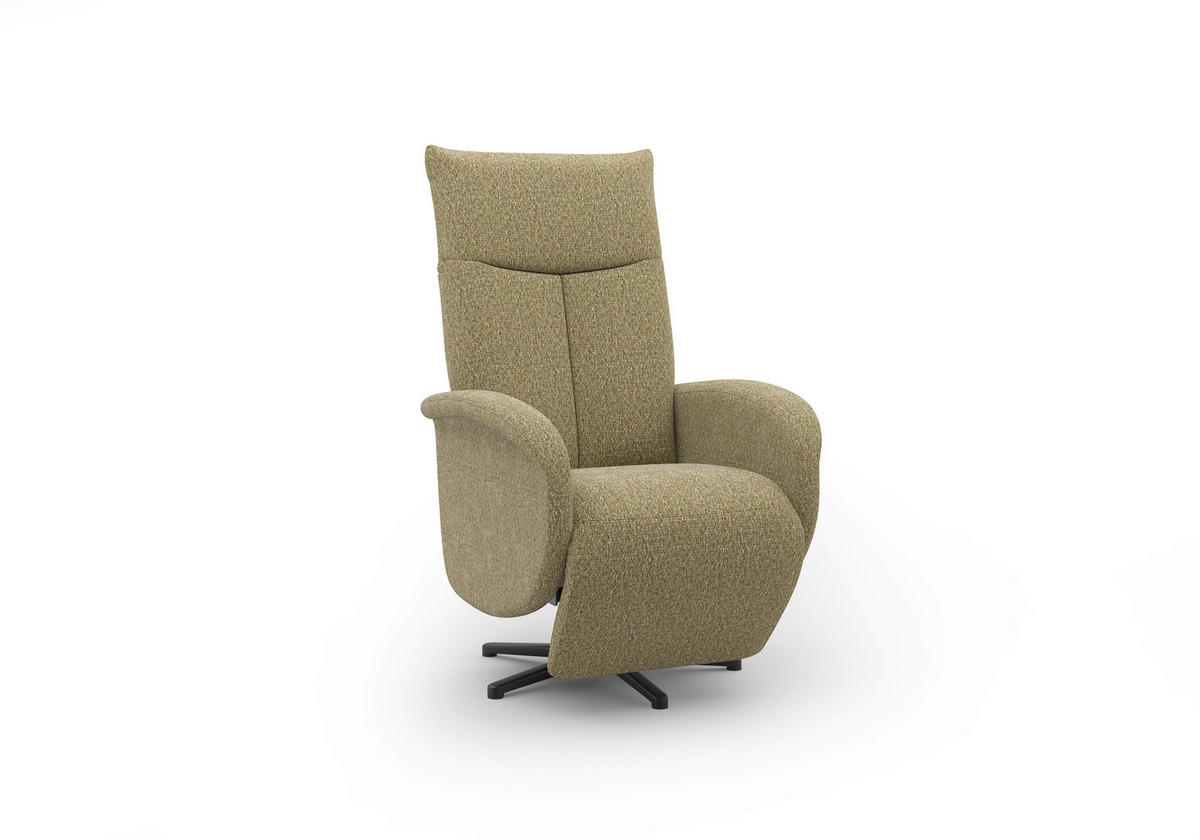 RELAXSESSEL GLENDALE E Chenille Kopfteilverstellung, Rücken echt    - Schwarz/Olivgrün, KONVENTIONELL, Textil/Metall (75/112/82cm) - Sit & More