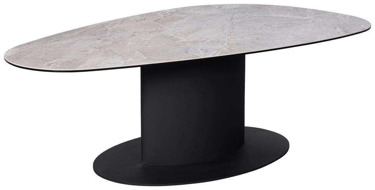 COUCHTISCH in Metall, Glas, Keramik 130/70/42 cm  - Beige/Schwarz, Design, Glas/Keramik (130/70/42cm) - Dieter Knoll