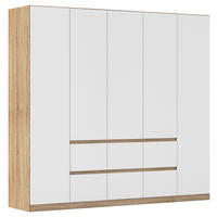 DREHTÜRENSCHRANK Weiss, Eichefarben  - Weiss/Eichefarben, Basics, Holzwerkstoff (226/210/54cm) - Rauch Möbel