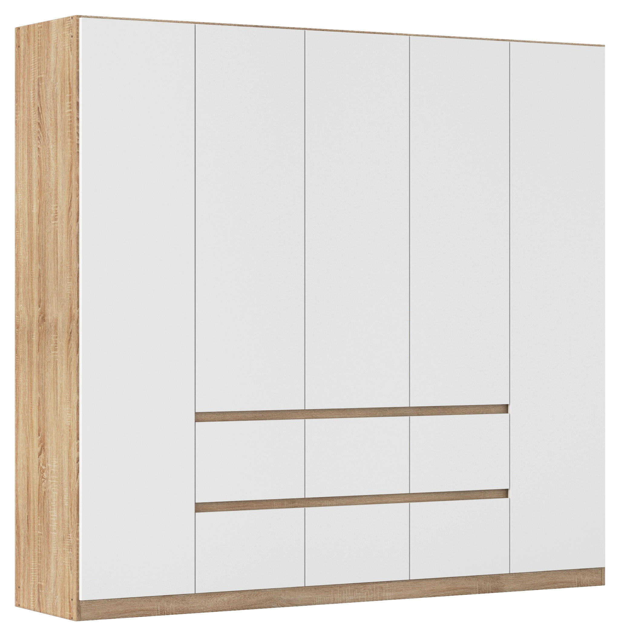 Drehtürenschrank Mit Schublade 226 Cm Mainz, Weiß/eiche