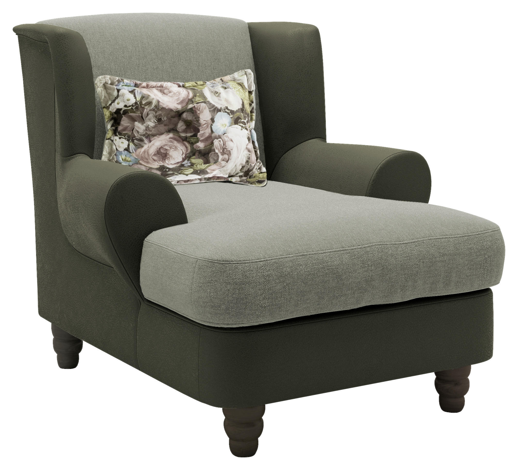 BIG SESSEL Chenille, Mikrofaser Grün, Buchefarben, Hellgrün - Buchefarben/Hellgrün, MODERN, Holz/Textil (124/104/150cm) - Livetastic
