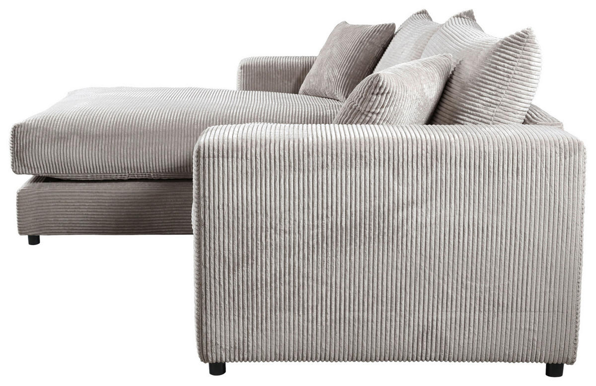 ECKSOFA in Cord, Velours Grau  180/265 cm  - Schwarz/Grau, Basics, Kunststoff/Textil (180/265cm) - Livetastic