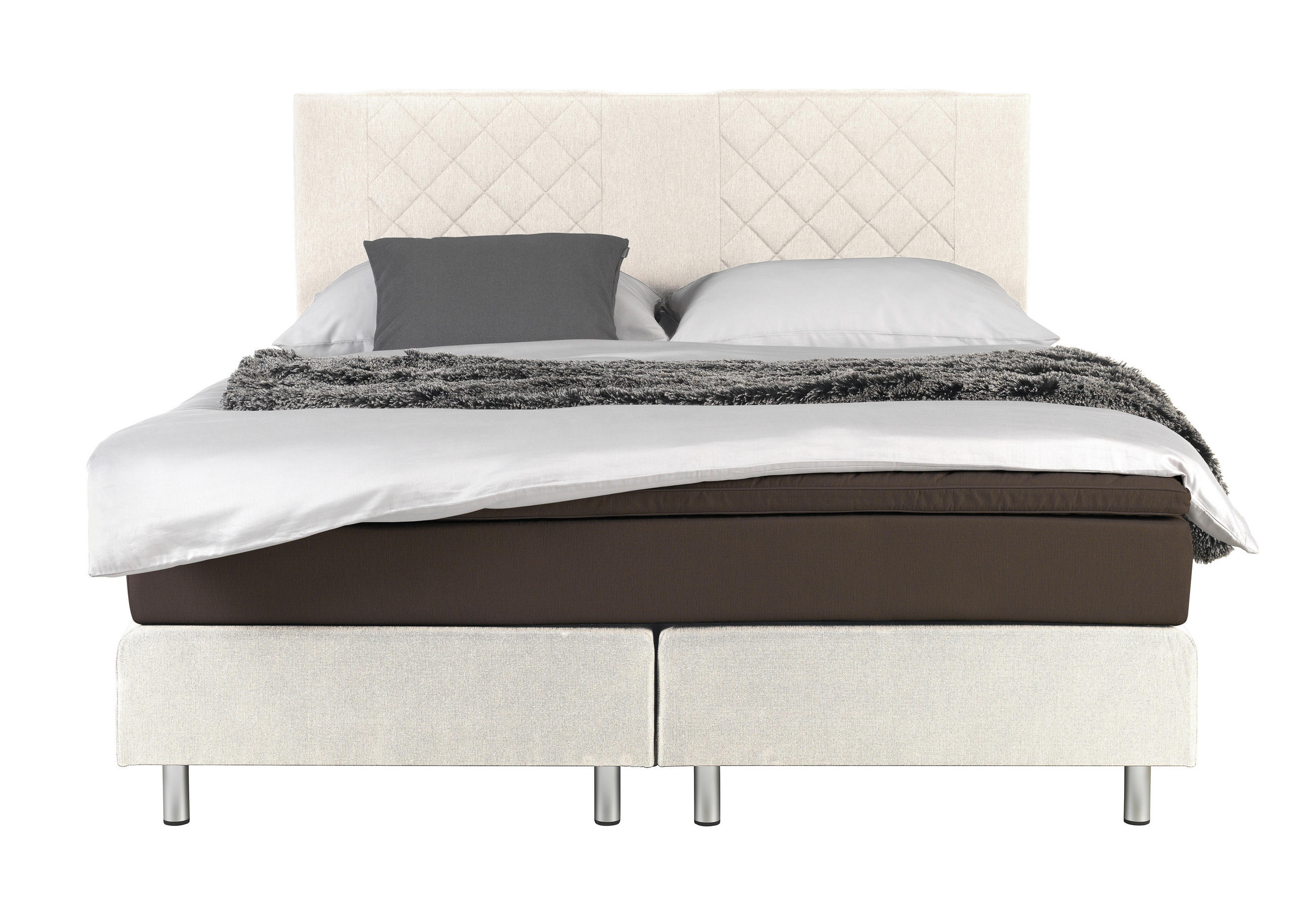 BOXSPRING-ÁGY 160/200 cm  bézs  - bézs/alumínium színű, Design (160/200cm) - Carryhome