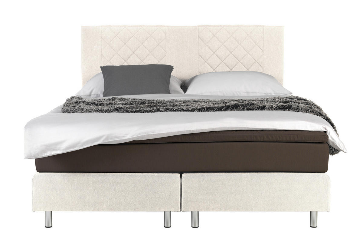 BOXSPRING-ÁGY 180/200 cm  bézs  - bézs/alumínium színű, Design, fa (180/200cm) - Carryhome
