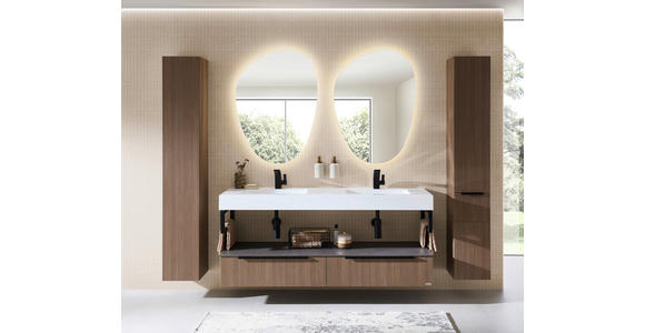 HOCHSCHRANK 30/184/33 cm  - Eiche dunkel, KONVENTIONELL, Glas/Holzwerkstoff (30/184/33cm) - Dieter Knoll