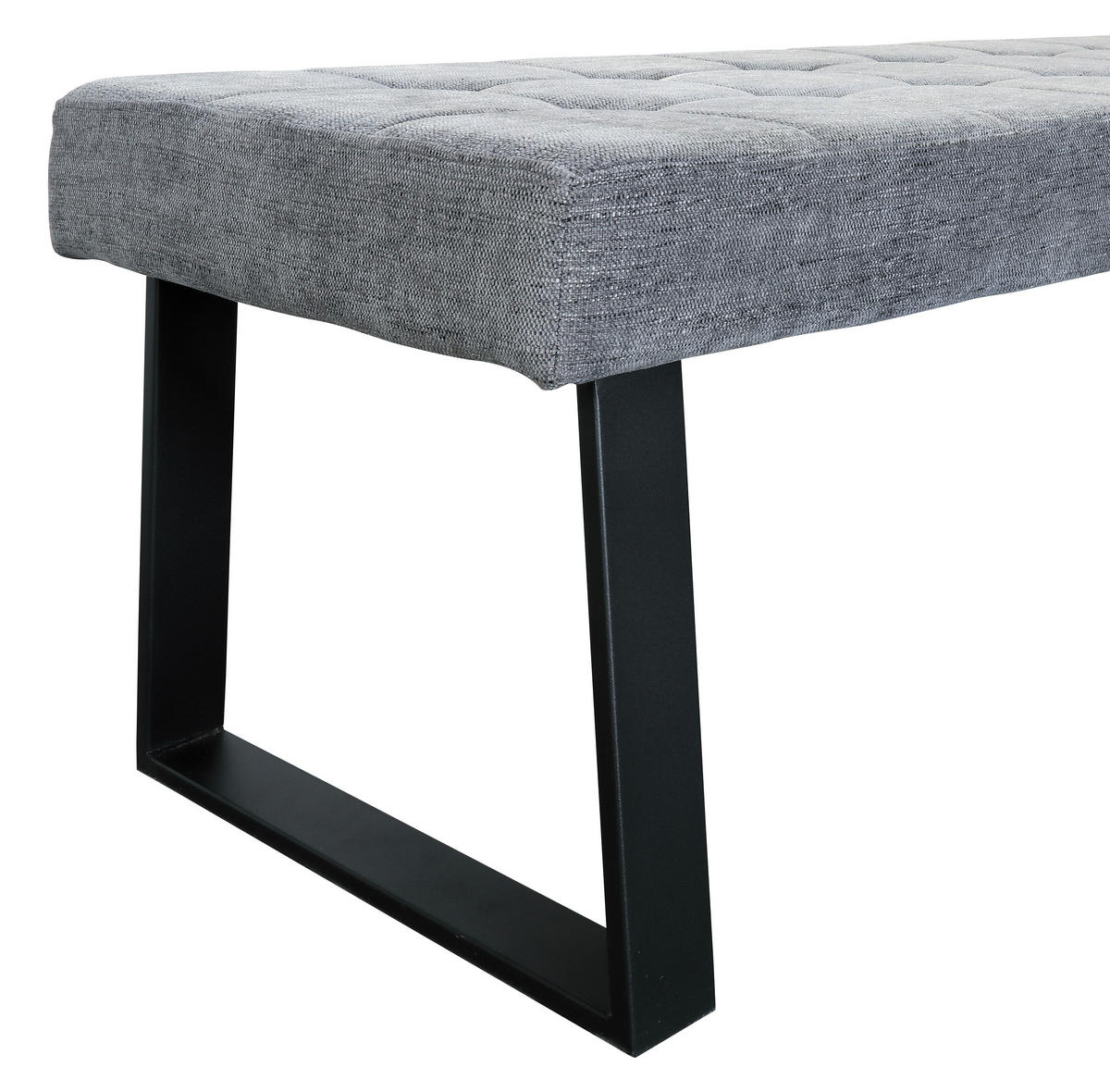 SITZBANK 140/49/48 cm Webstoff Hellgrau  - Hellgrau/Schwarz, MODERN, Textil/Metall (140/49/48cm) - MID.YOU