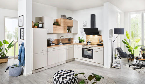 HÖRNKÖK 285/215 cm  i ekfärgad, sandfärgad  - sandfärgad/ekfärgad, Design, trämaterial (285/215cm) - Celina