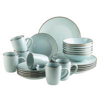 KOMBISERVICE Metallic Rim 24-teilig  - Mintgrün, Basics, Keramik - Mäser