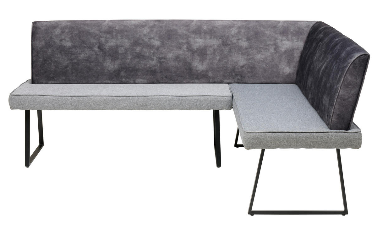 ECKBANK Holz, Metall, Textil Dunkelgrau  - Dunkelgrau/Schwarz, Konventionell, Holz/Textil (205/155cm) - MID.YOU