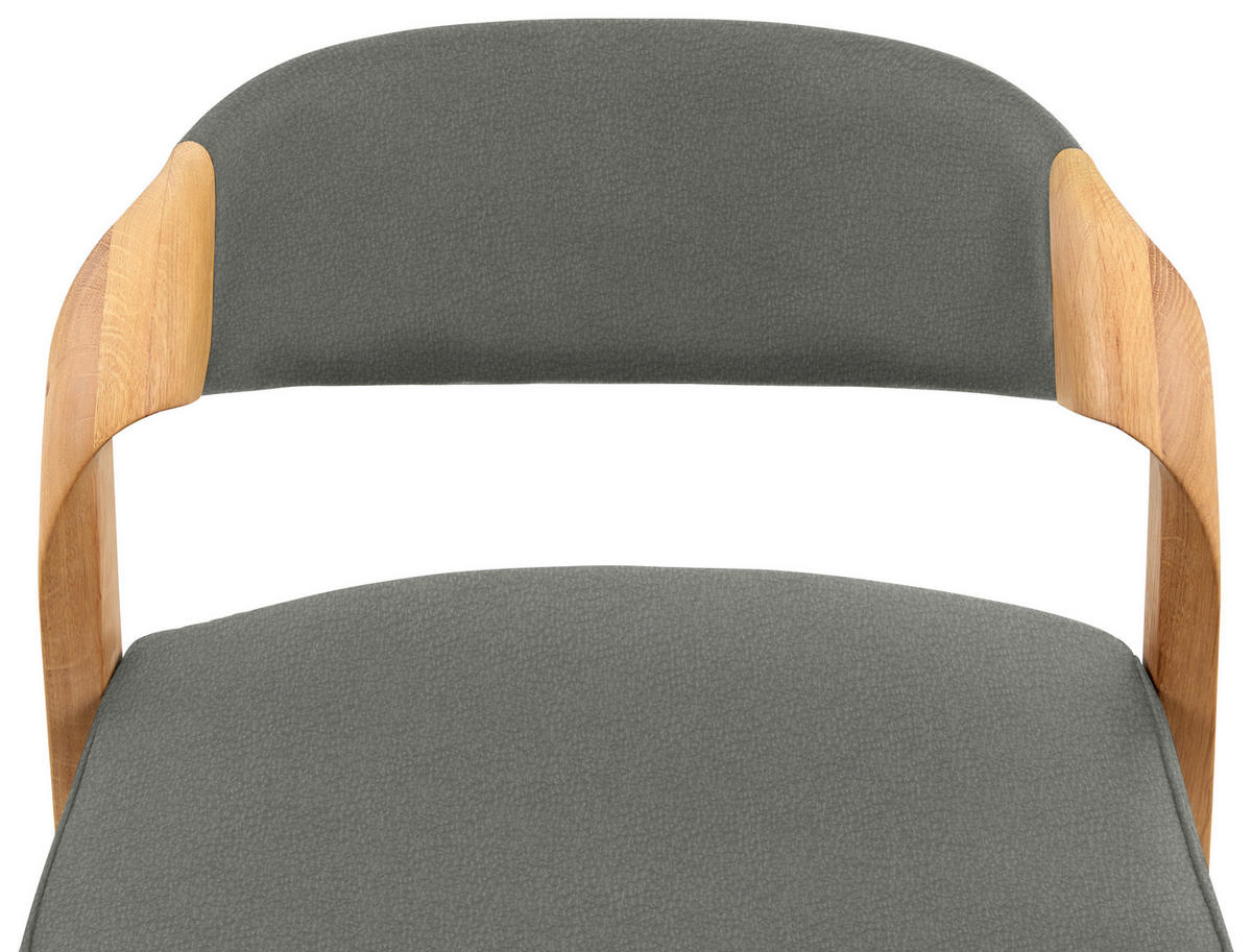 TRESENSTUHL in Grau, Wildeiche  - Wildeiche/Grau, Natur, Leder/Holz (51/93/49cm) - Voglauer