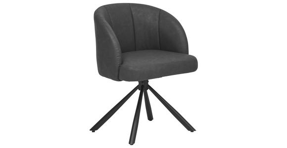 ARMLEHNSTUHL  Sitzfläche 180° drehbar, automatische Rückholfunktion Lederlook  - Anthrazit/Schwarz, KONVENTIONELL, Textil/Metall (60/81/58cm) - Carryhome